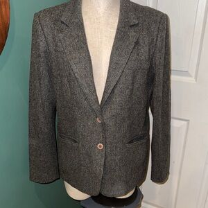 Barclay Square classic charcoal gray 100% wool lined blazer jacket womens size 8